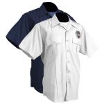 Hidden Zipper Short Sleeve Police Uniform Shirt - WOMEN'S